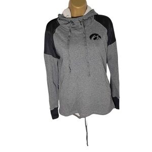 Iowa Hawkeyes Hoodie Perforated Shoulder Panels Drawstring Hem Gray S